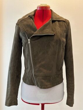 Bagatelle - Olive Suede Moto Jacket - Women's Size Extra Small